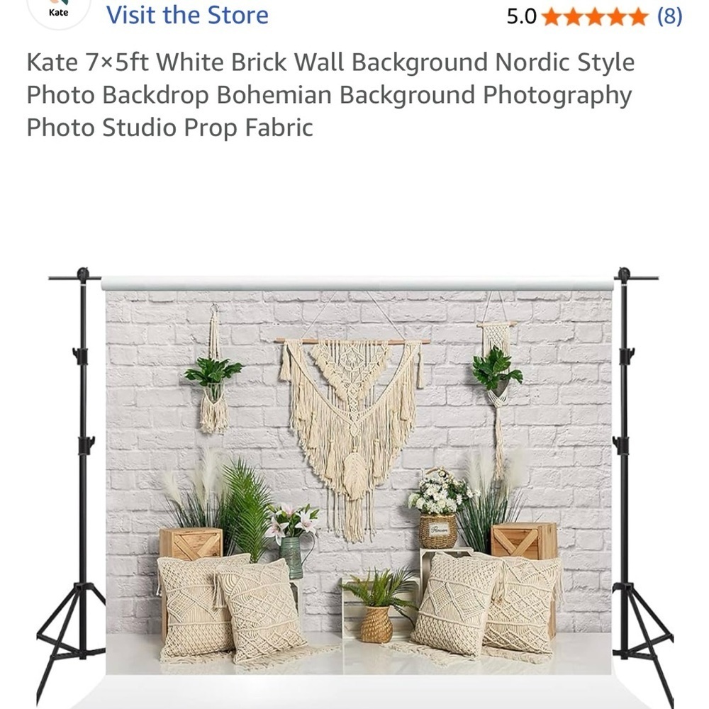 Bohemian White Brick Wall Photography Backdrop